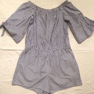 Casual pinstriped romper